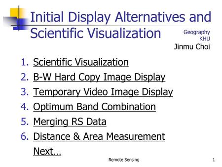 Initial Display Alternatives and Scientific Visualization