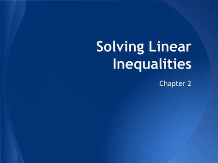 Solving Linear Inequalities