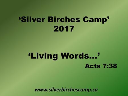 ‘Living Words…’ ‘Silver Birches Camp’ 2017 Acts 7:38