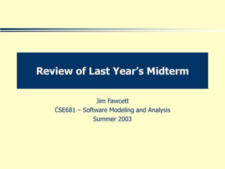 Review of Last Year’s Midterm