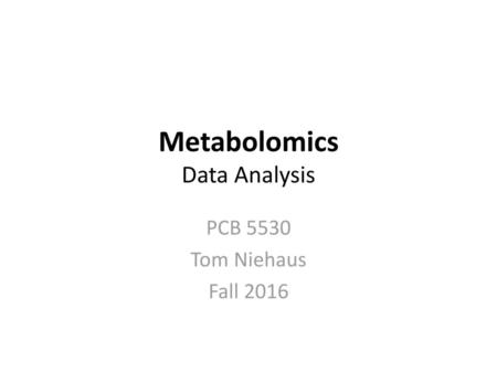 Metabolomics Data Analysis