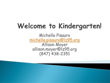 Welcome to Kindergarten!