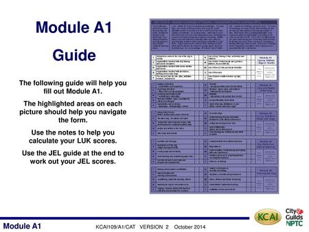 Module A1 Guide Module A1 KCAI109/A1/CAT VERSION 2 October 2014