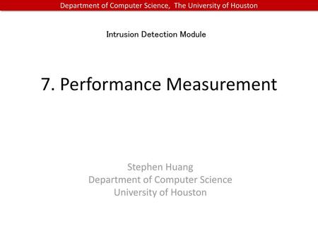 7. Performance Measurement