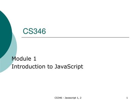 Module 1 Introduction to JavaScript