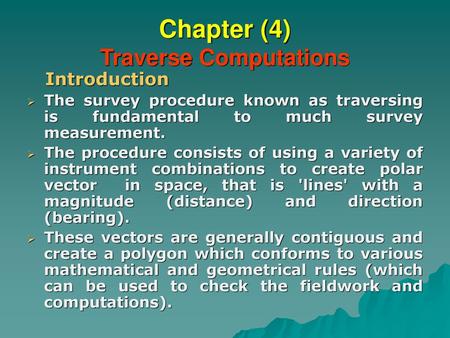 Chapter (4) Traverse Computations