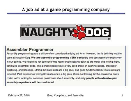 A job ad at a game programming company