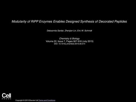 Debosmita Sardar, Zhenjian Lin, Eric W. Schmidt  Chemistry & Biology 