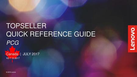 TOPSELLER QUICK REFERENCE GUIDE PCG