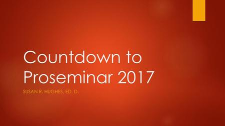 Countdown to Proseminar 2017