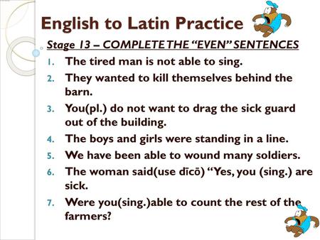 English to Latin Practice