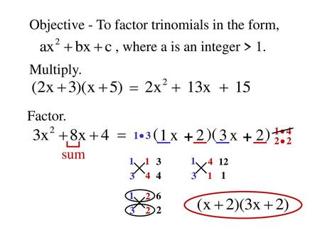 Objective - To factor trinomials in the form,