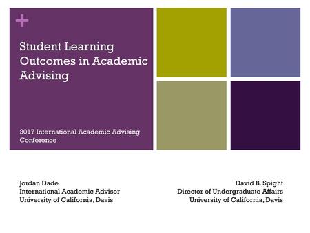 Student Learning Outcomes in Academic Advising