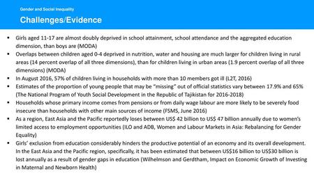 Gender and Social Inequality Challenges/Evidence