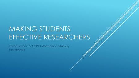 Making Students Effective Researchers