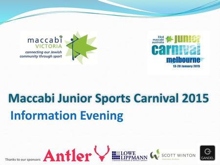 Maccabi Junior Sports Carnival 2015 Information Evening