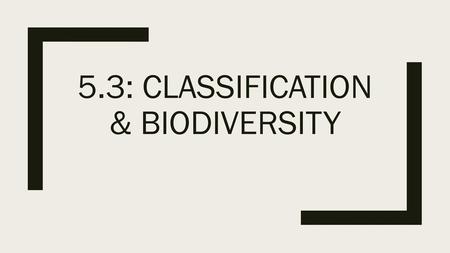 5.3: Classification & biodiversity