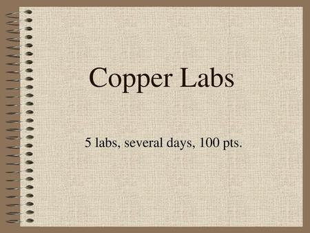 Copper Labs 5 labs, several days, 100 pts..