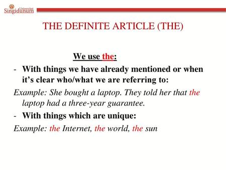 THE DEFINITE ARTICLE (THE)