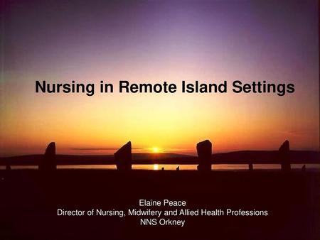 Nursing in Remote Island Settings