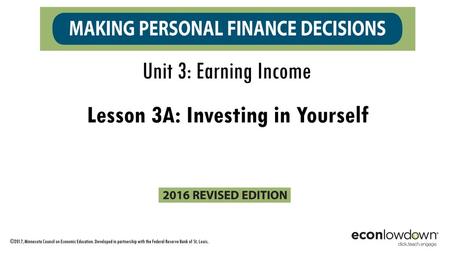 Lesson 3A: Investing in Yourself