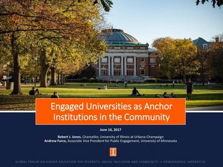 Engaged Universities as Anchor Institutions in the Community