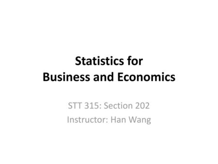 Statistics for Business and Economics