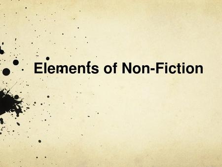 Elements of Non-Fiction