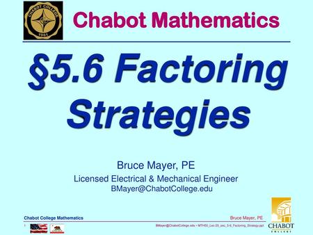 §5.6 Factoring Strategies