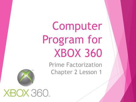 Computer Program for XBOX 360