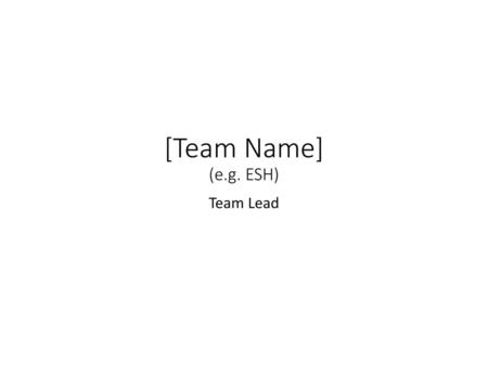 [Team Name] (e.g. ESH) Team Lead.