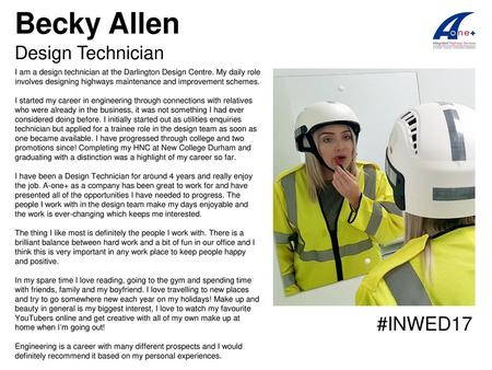 Becky Allen #INWED17 Design Technician A-one+