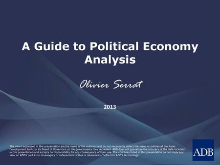 A Guide to Political Economy Analysis