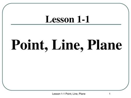 Lesson 1-1 Point, Line, Plane