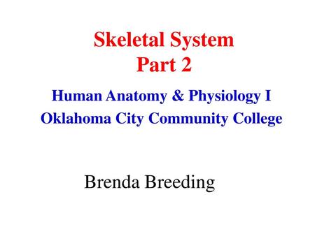 Human Anatomy & Physiology I Oklahoma City Community College