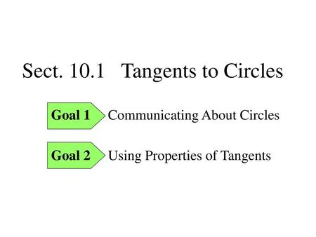 Sect Tangents to Circles