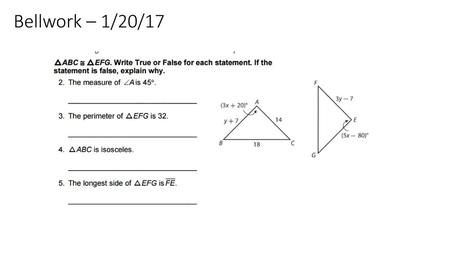 Bellwork – 1/20/17.