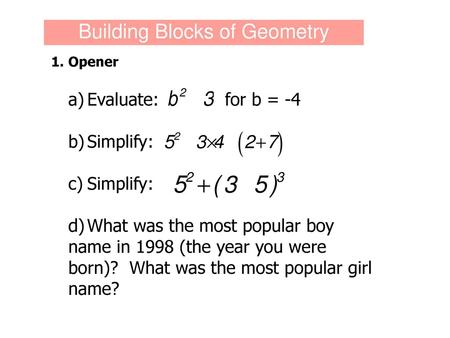 Building Blocks of Geometry