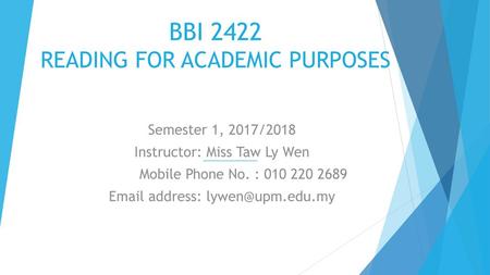 BBI 2422 READING FOR ACADEMIC PURPOSES