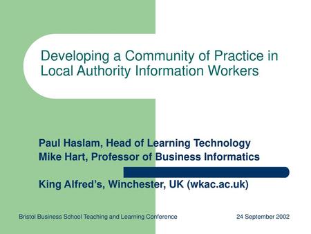 Paul Haslam, Head of Learning Technology