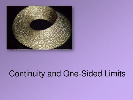 Continuity and One-Sided Limits