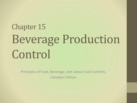 Chapter 15 Beverage Production Control