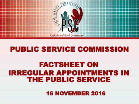 PUBLIC SERVICE COMMISSION IRREGULAR APPOINTMENTS IN THE PUBLIC SERVICE