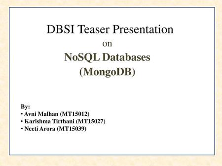 DBSI Teaser Presentation