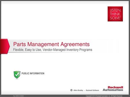 Parts Management Agreements