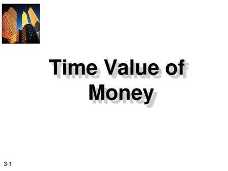 Time Value of Money.