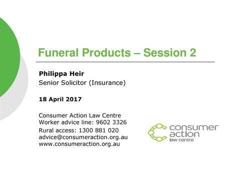 Funeral Products – Session 2