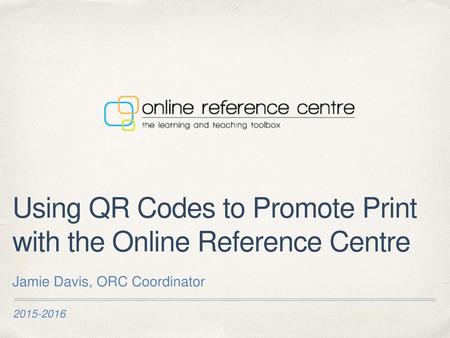 Using QR Codes to Promote Print with the Online Reference Centre