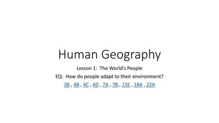 Human Geography Lesson 1: The World’s People