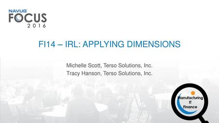 FI14 – IRL: Applying Dimensions